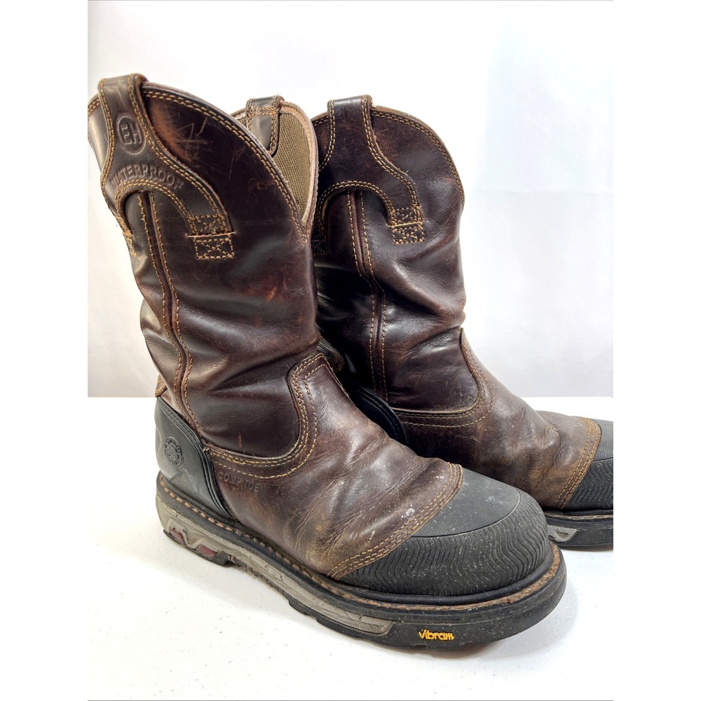 Justin Men's Warhawk Nano Toe Chestnut Leather Vibram Safety Workboot Size 8D‎